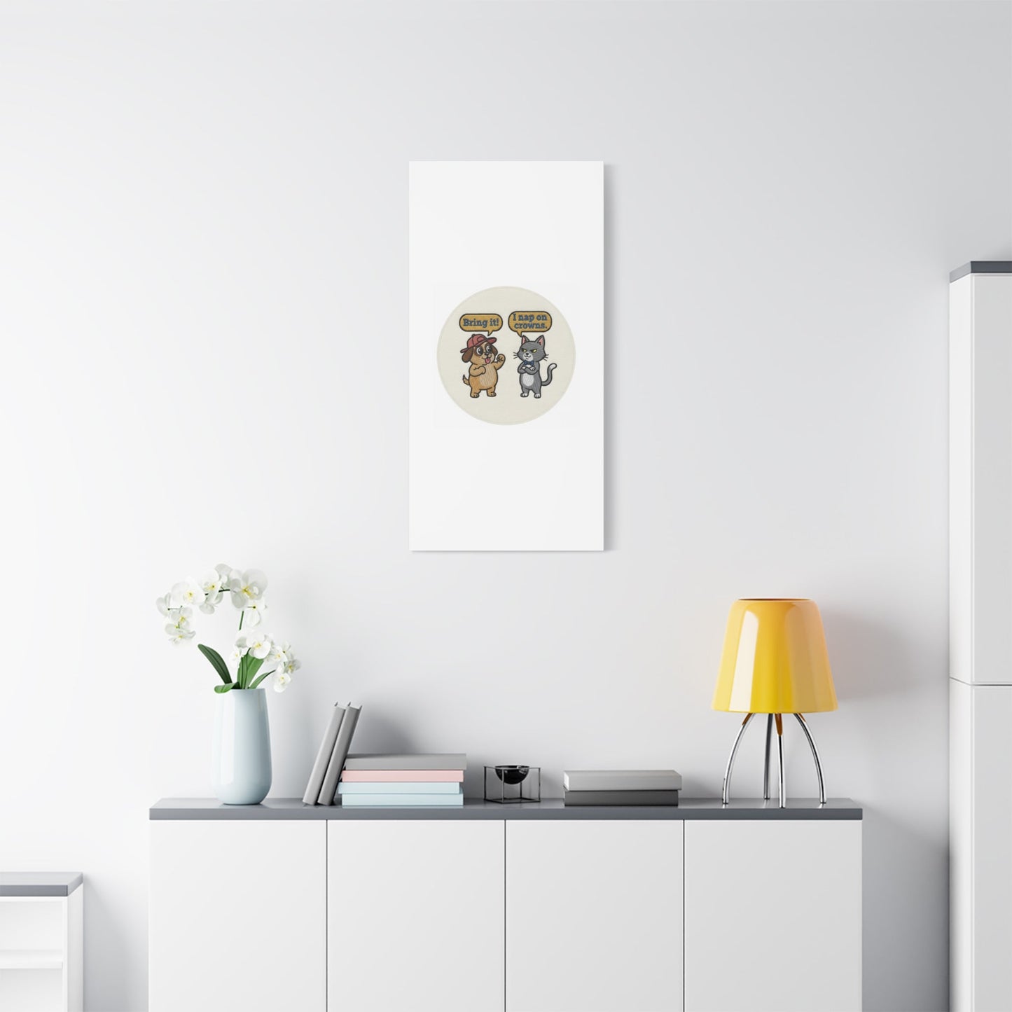 Funny Cat vs Dog Canvas | Pet Rivalry Wall Art