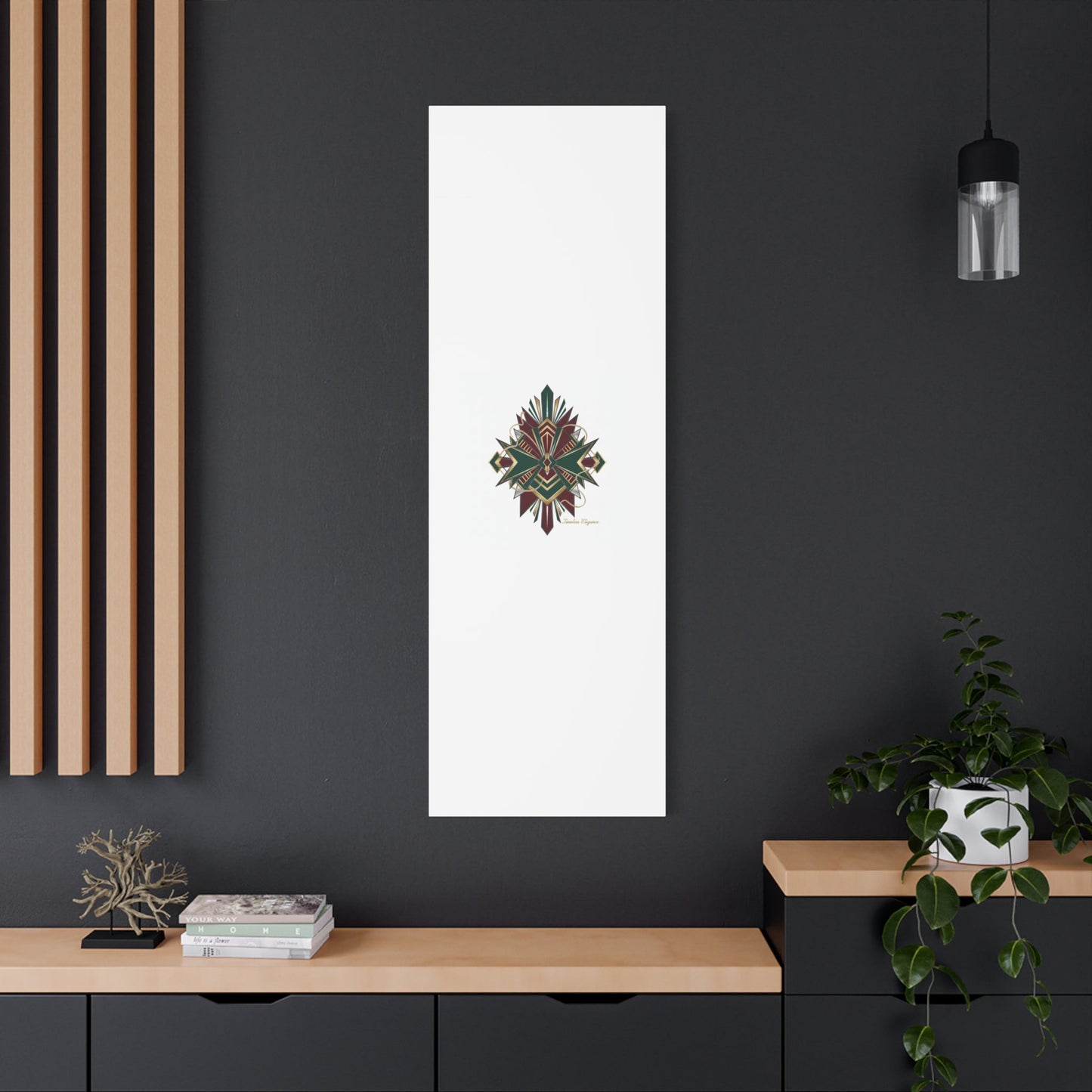Art Deco geometric brass print Canvas | Neo-Deco chrome & gold fan motif