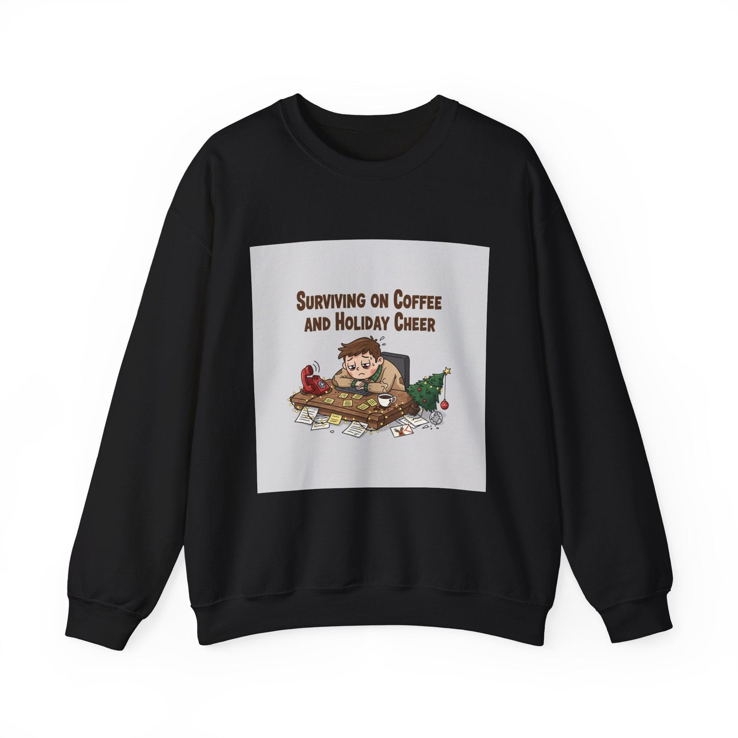 Surviving on Coffee and Holiday Cheer Sweatshirt | holiday burnout, festive but tired