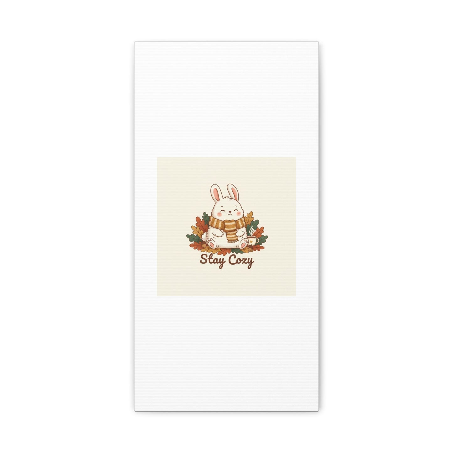 Cozy Bunny Illustration Canvas | Cute Critter Winter Forest Art
