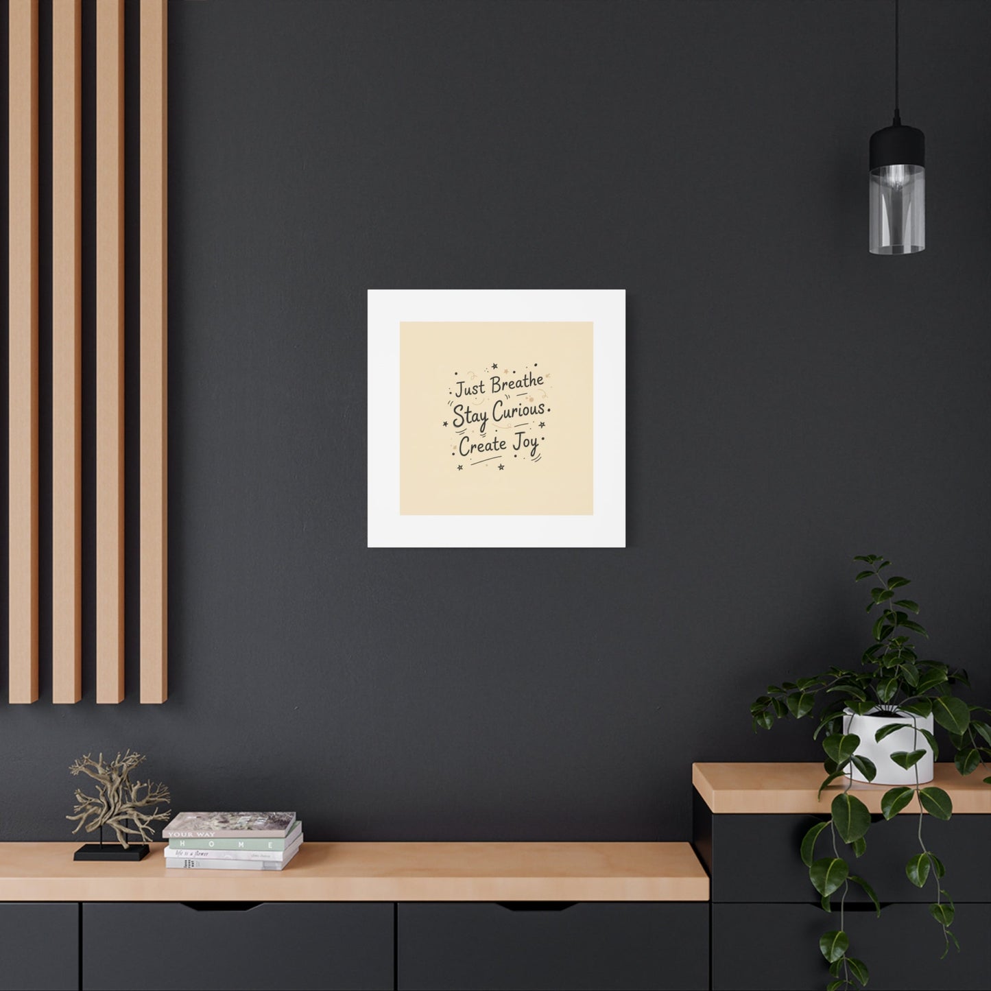 Just Breathe Stay Curious Create Joy Canvas | Messy Handwritten Typography, Doodle Text Art