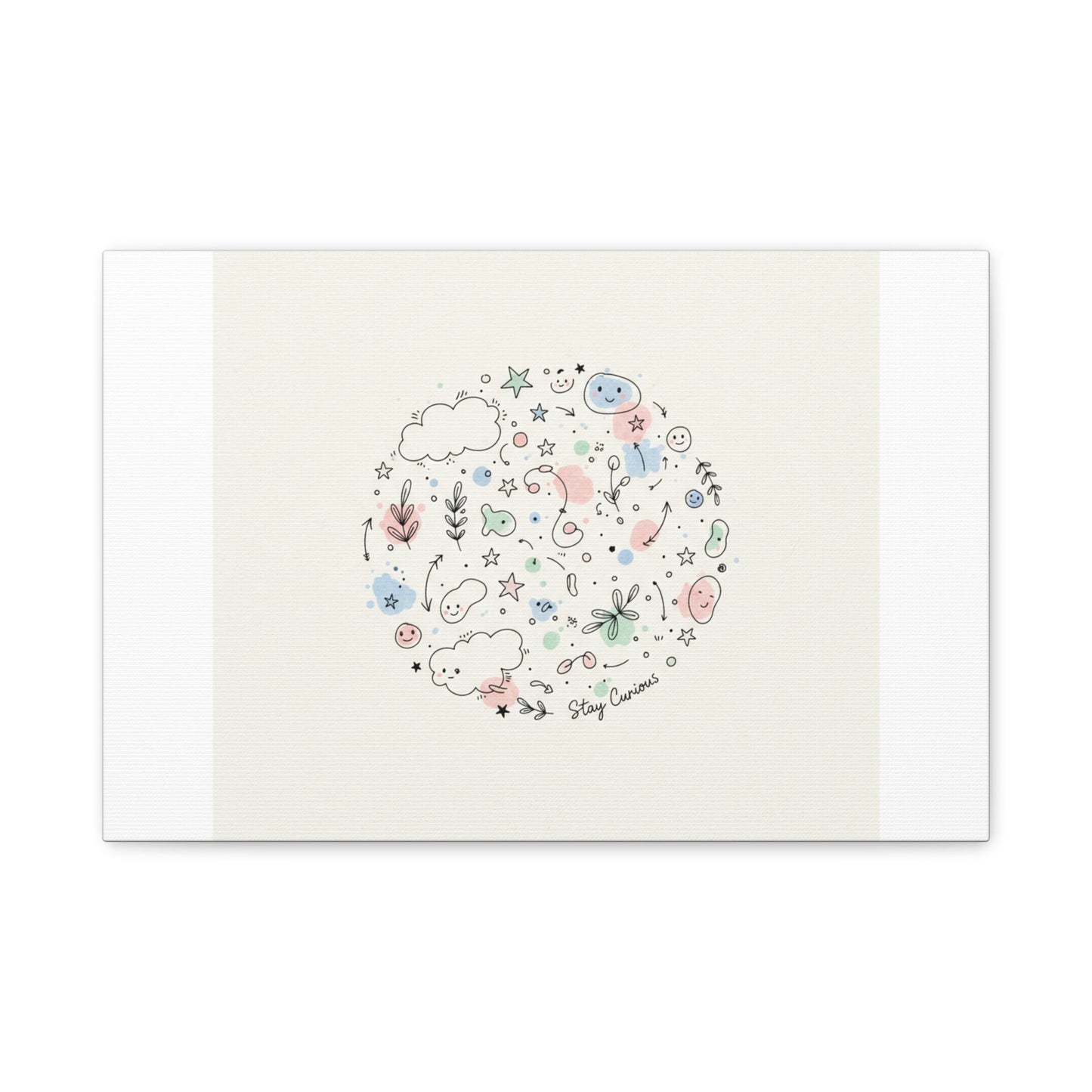 Doodle Circle Line Drawing Matte Canvas, Hand-Drawn Sketch Art