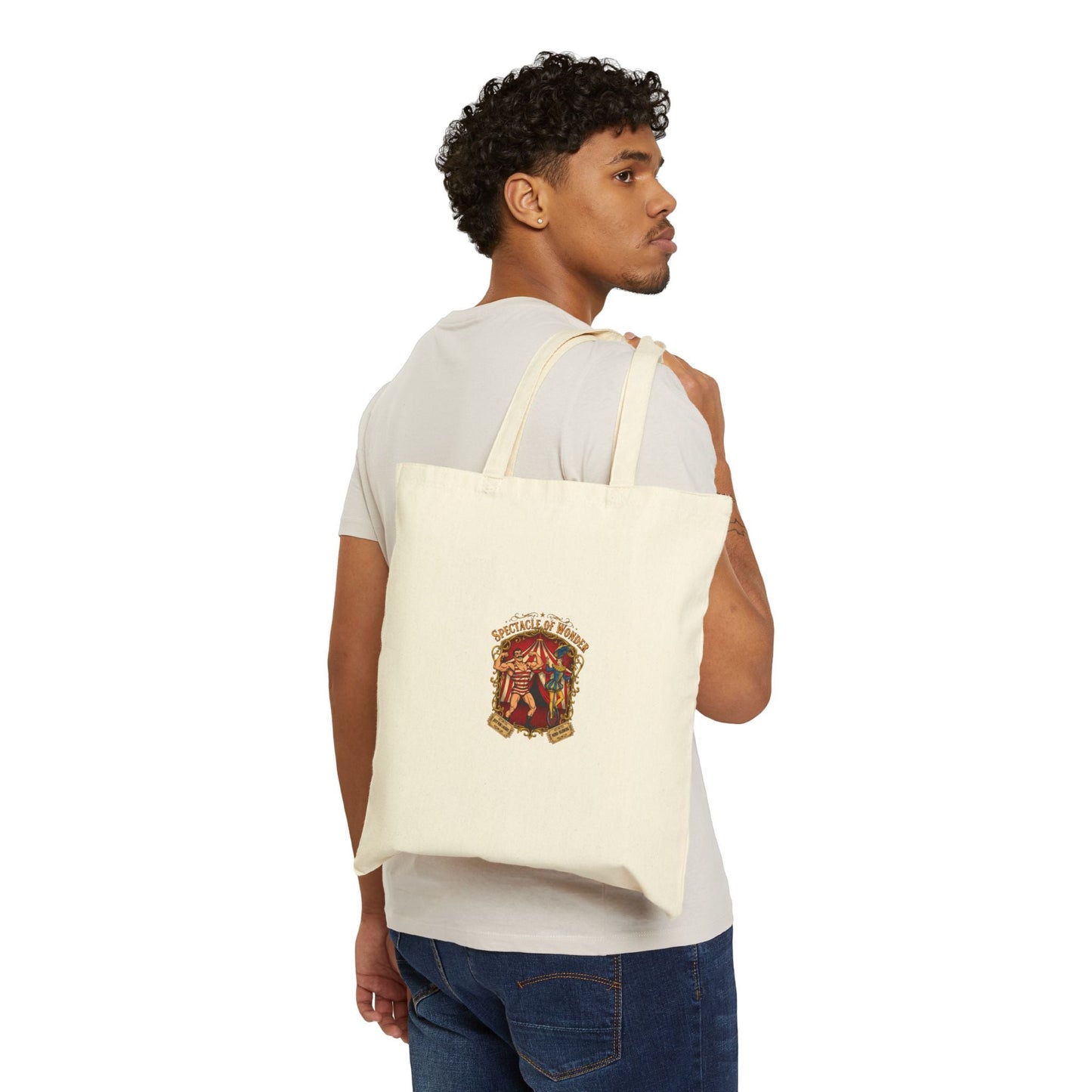 Vintage Circus Poster Tote | Campy Carnival Design, striped marquee aesthetic