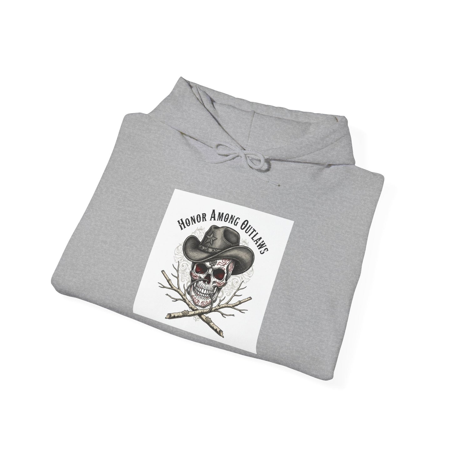 Western Skull Art Hoodie | gothic Americana, desert noir design