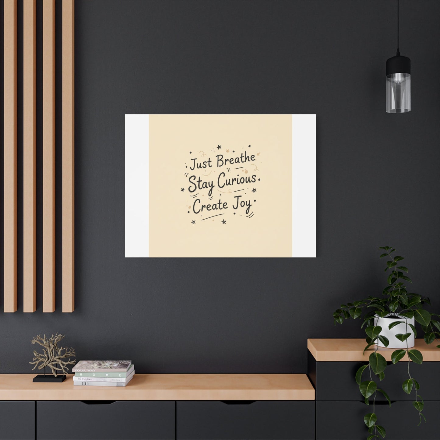 Just Breathe Stay Curious Create Joy Canvas | Messy Handwritten Typography, Doodle Text Art
