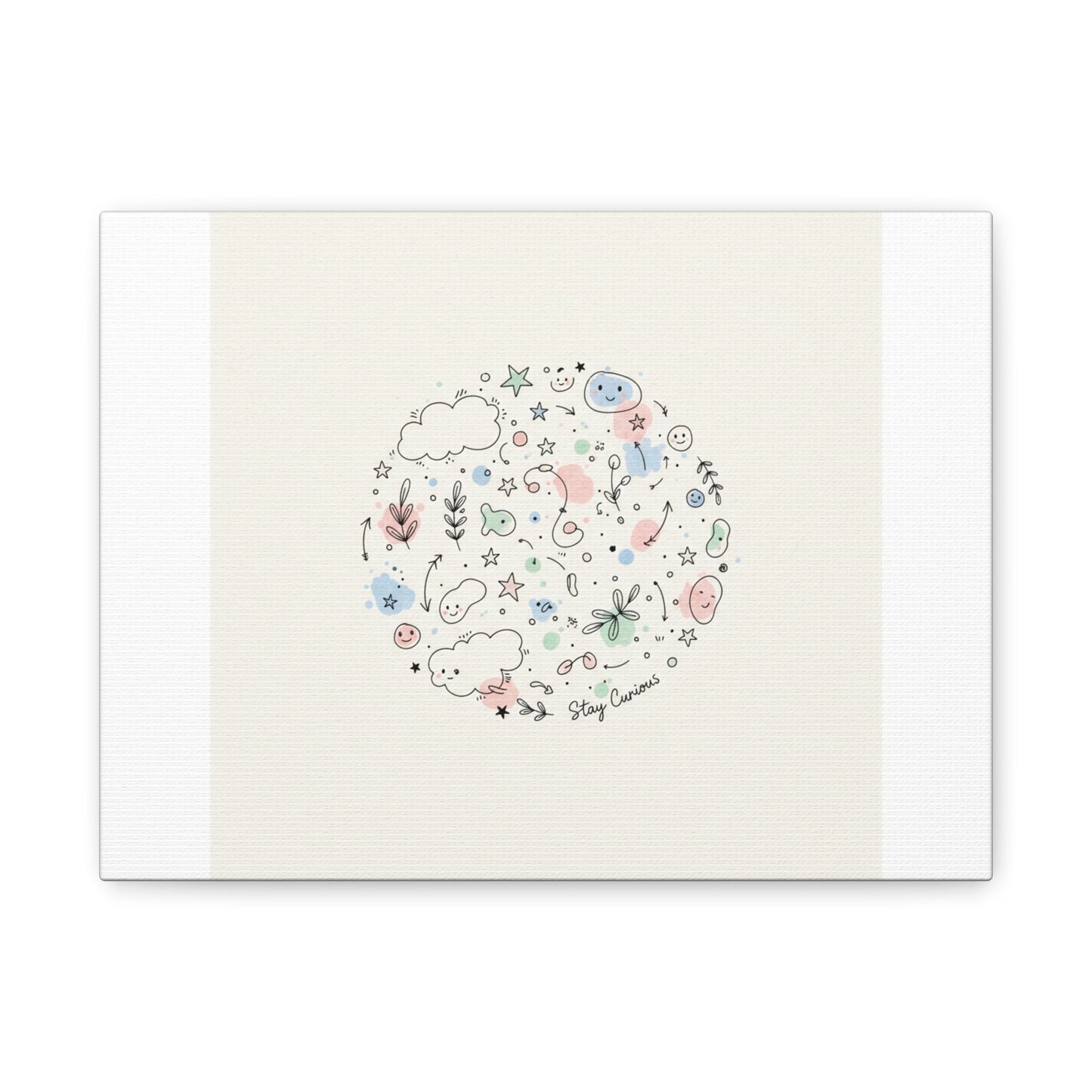 Doodle Circle Line Drawing Matte Canvas, Hand-Drawn Sketch Art