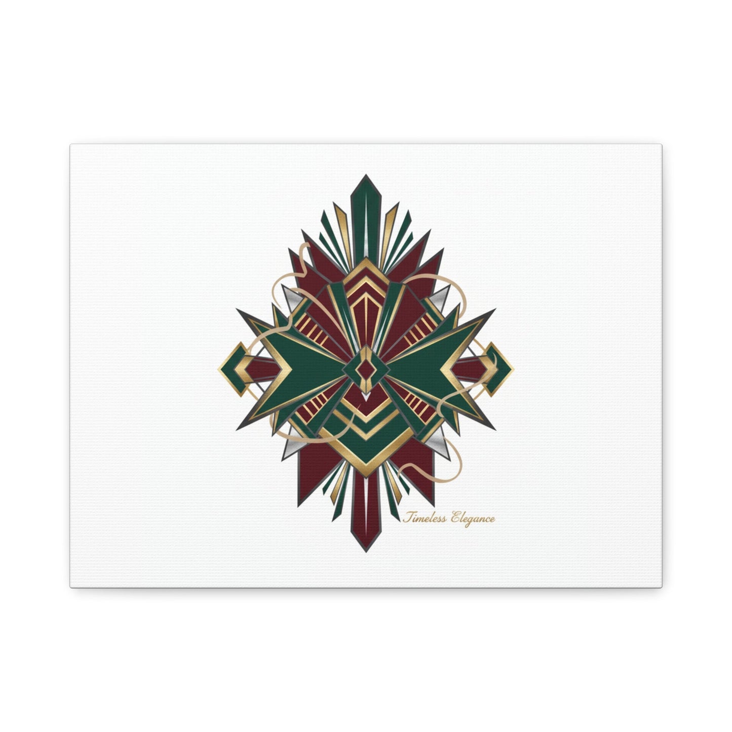 Art Deco geometric brass print Canvas | Neo-Deco chrome & gold fan motif