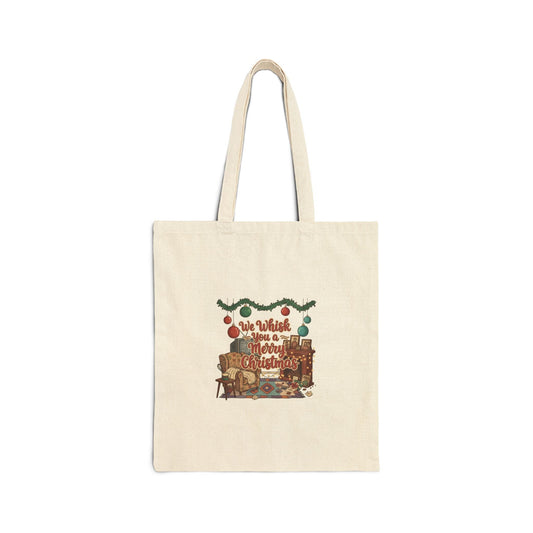 Vintage Holiday Print Tote | 90s Retro Christmas Decor, colorful holiday poster