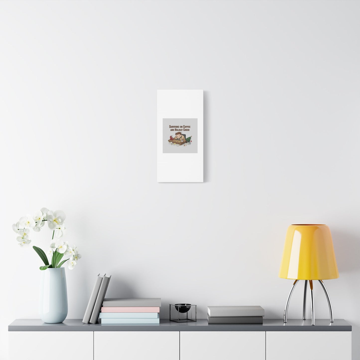 Surviving on Coffee and Holiday Cheer Canvas | Holiday Burnout, Festive But Tired