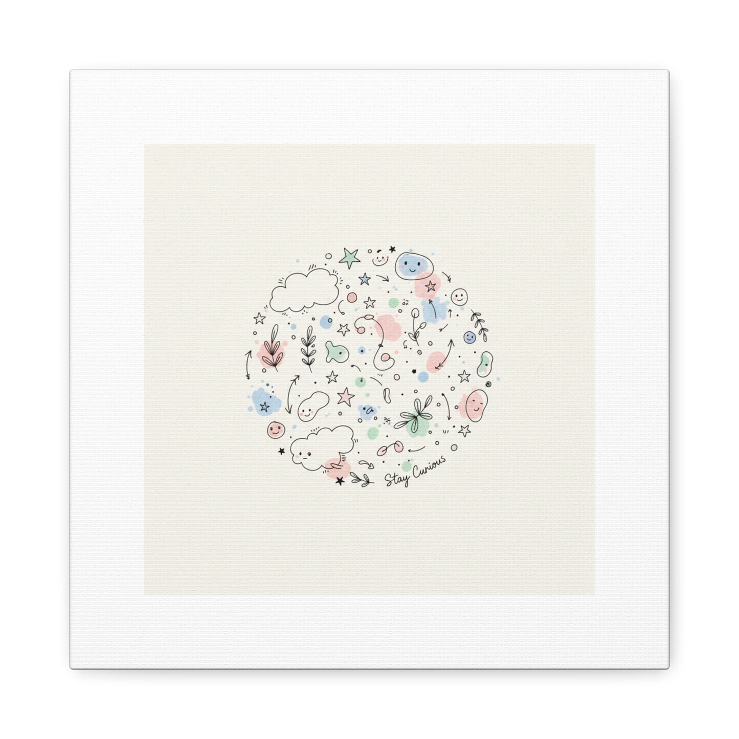 Doodle Circle Line Drawing Matte Canvas, Hand-Drawn Sketch Art