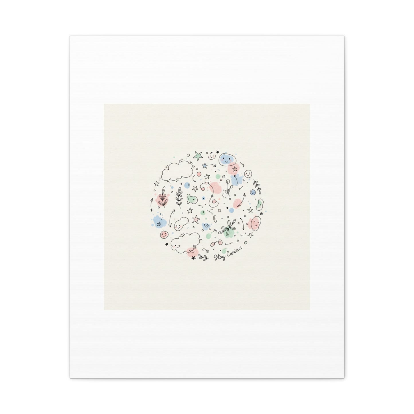 Doodle Circle Line Drawing Matte Canvas, Hand-Drawn Sketch Art