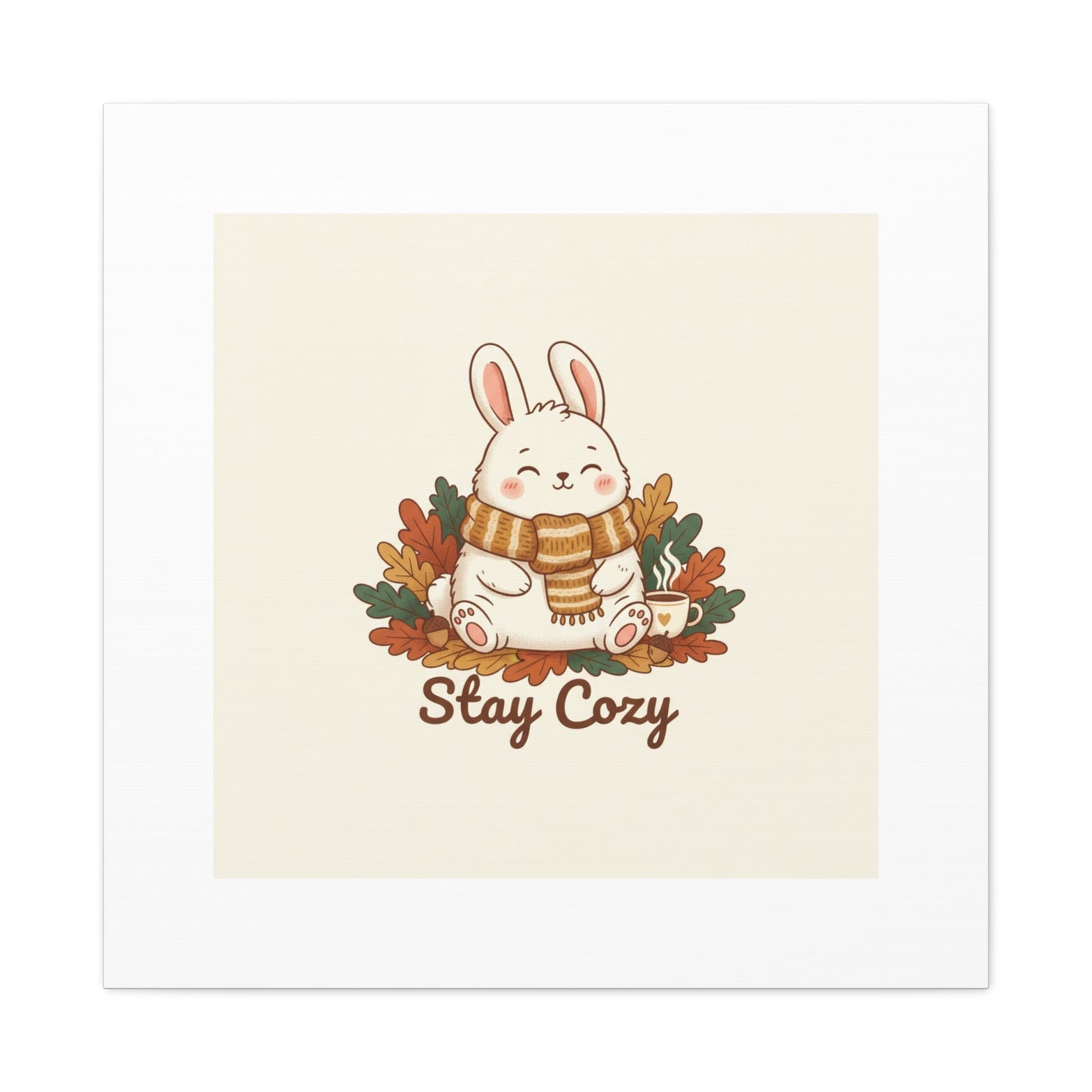 Cozy Bunny Illustration Canvas | Cute Critter Winter Forest Art