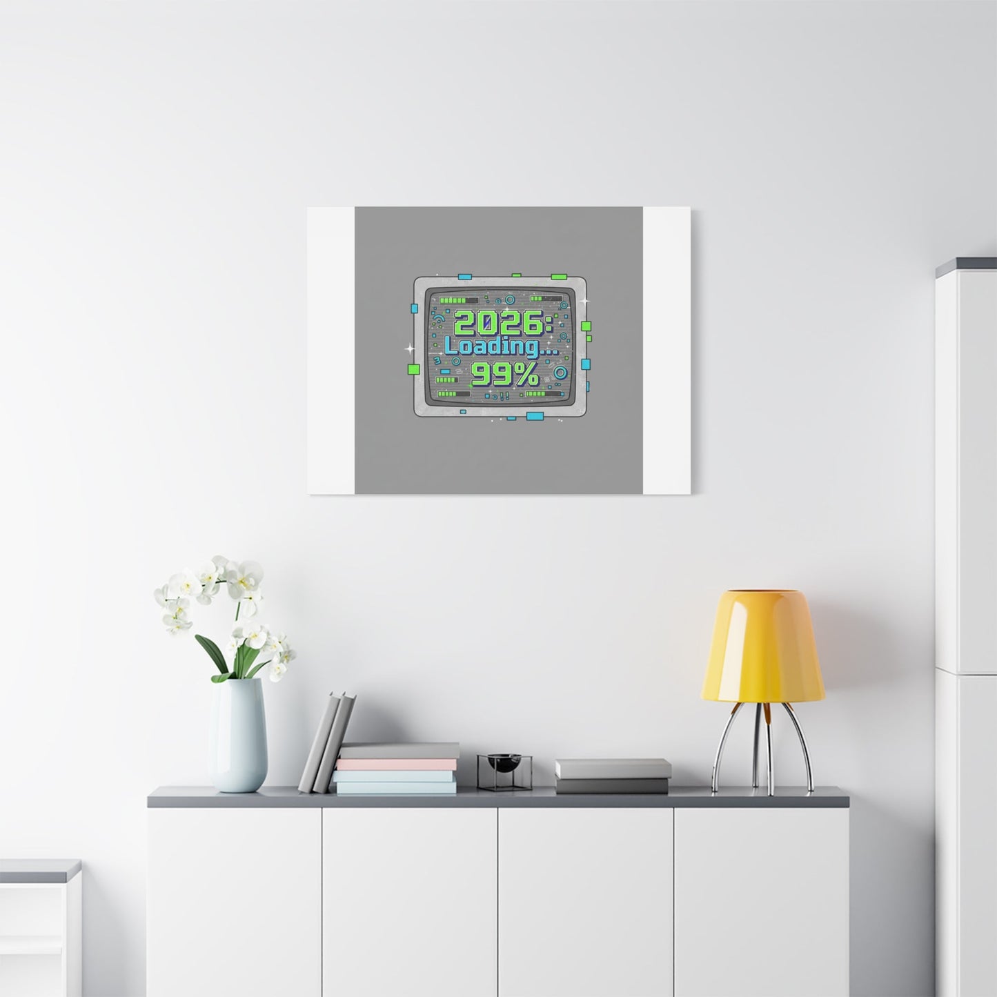 2026 Loading 99% Canvas | NYE countdown, retro system interface