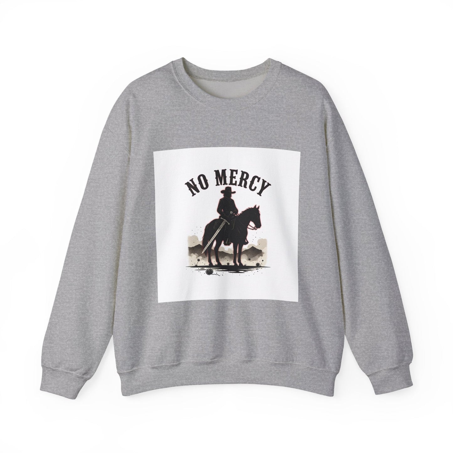 No Mercy cowboy silhouette Sweatshirt | western skull art, gothic Americana