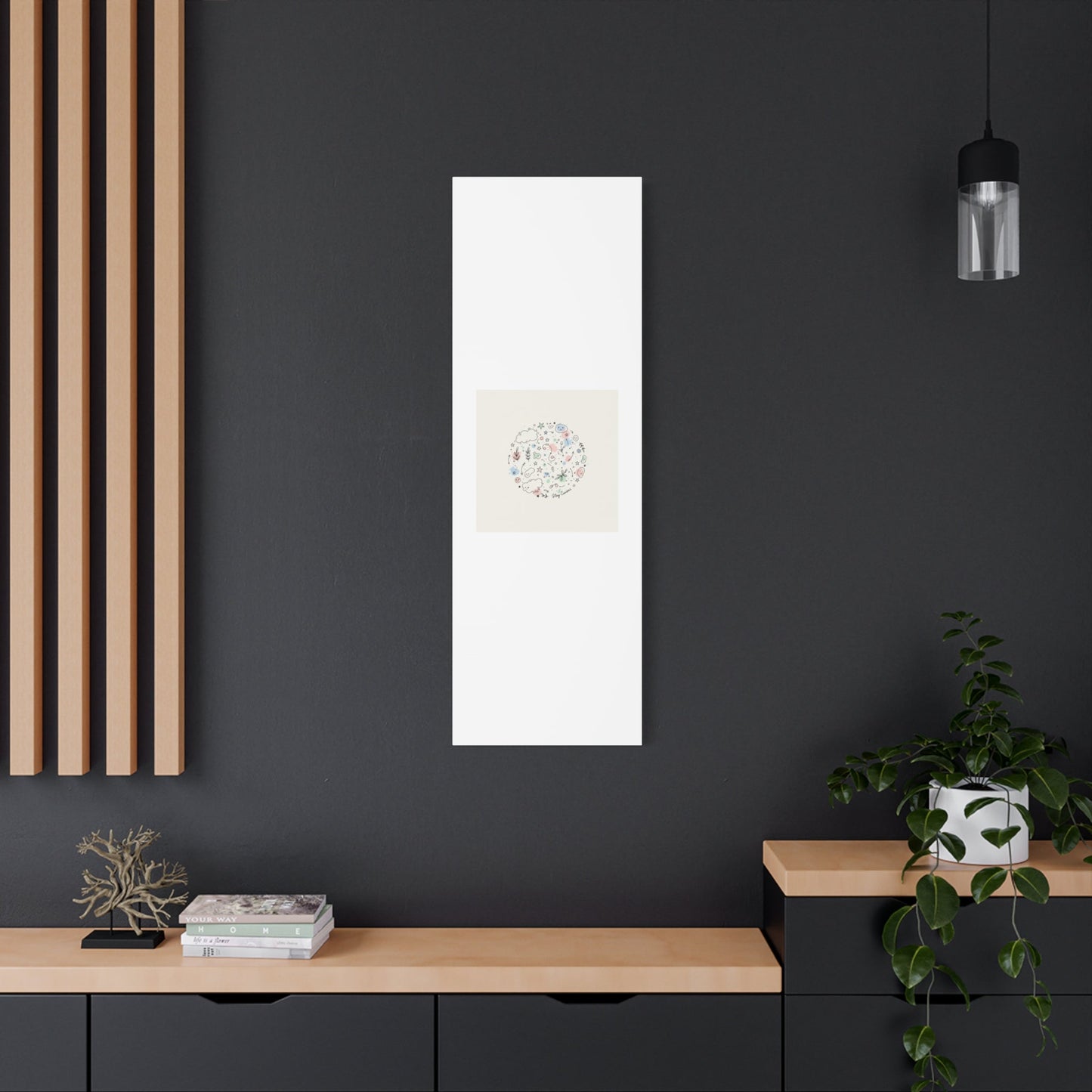 Doodle Circle Line Drawing Matte Canvas, Hand-Drawn Sketch Art