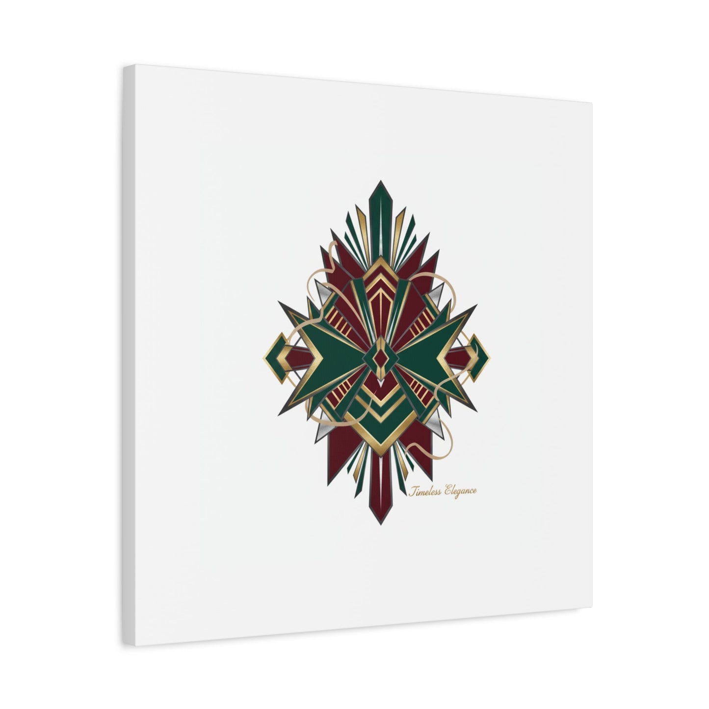 Art Deco geometric brass print Canvas | Neo-Deco chrome & gold fan motif