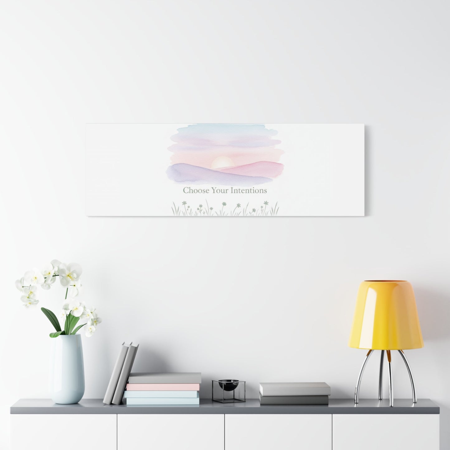 Choose Your Intentions Canvas, soft wellness poster, pastel gradient mindfulness art