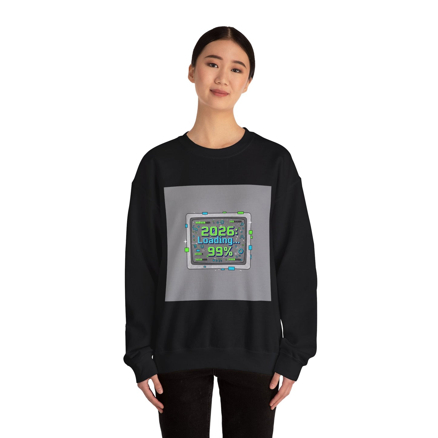 2026 Loading 99% Crewneck Sweatshirt | NYE countdown, retro system UI