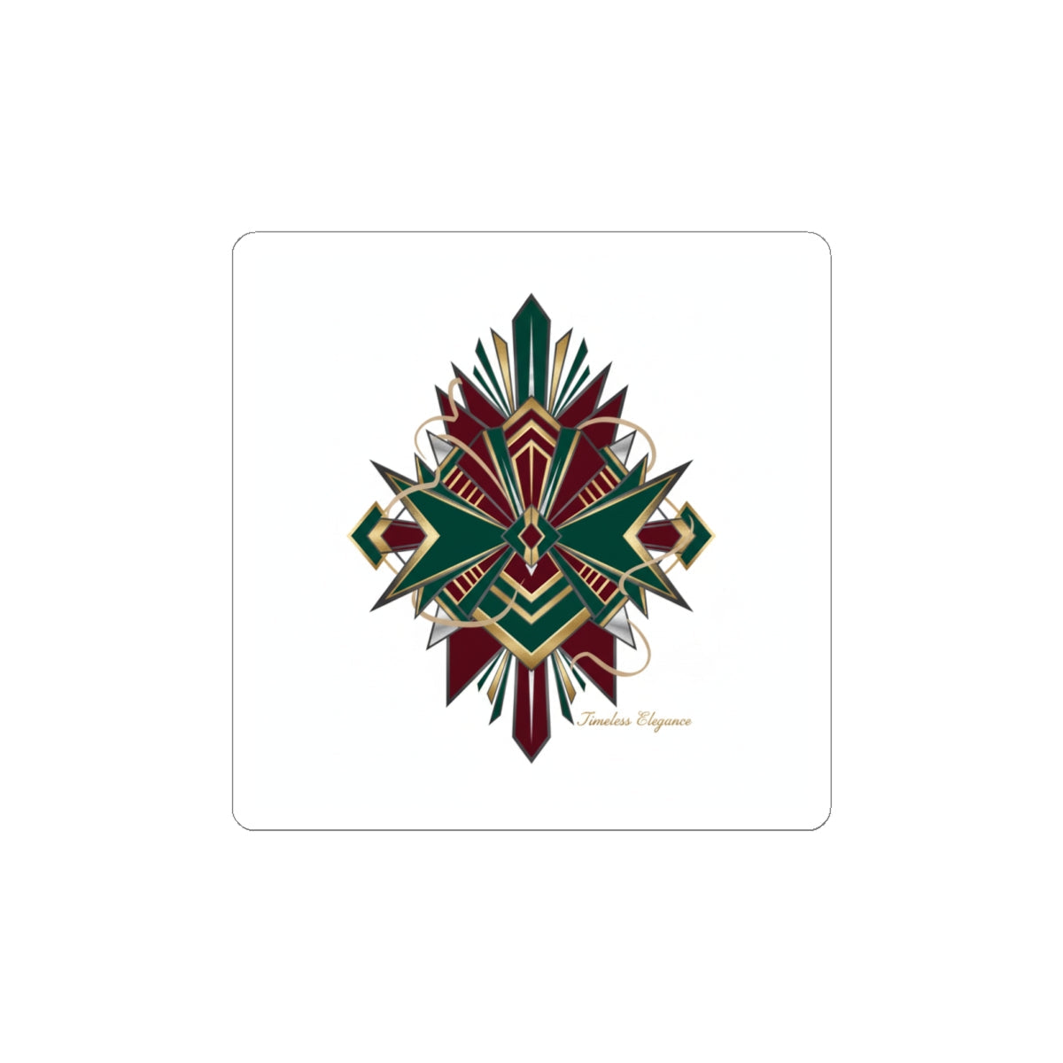 Art Deco Geometric Fan Kiss-Cut Stickers | Metallic Brass Chrome Motif
