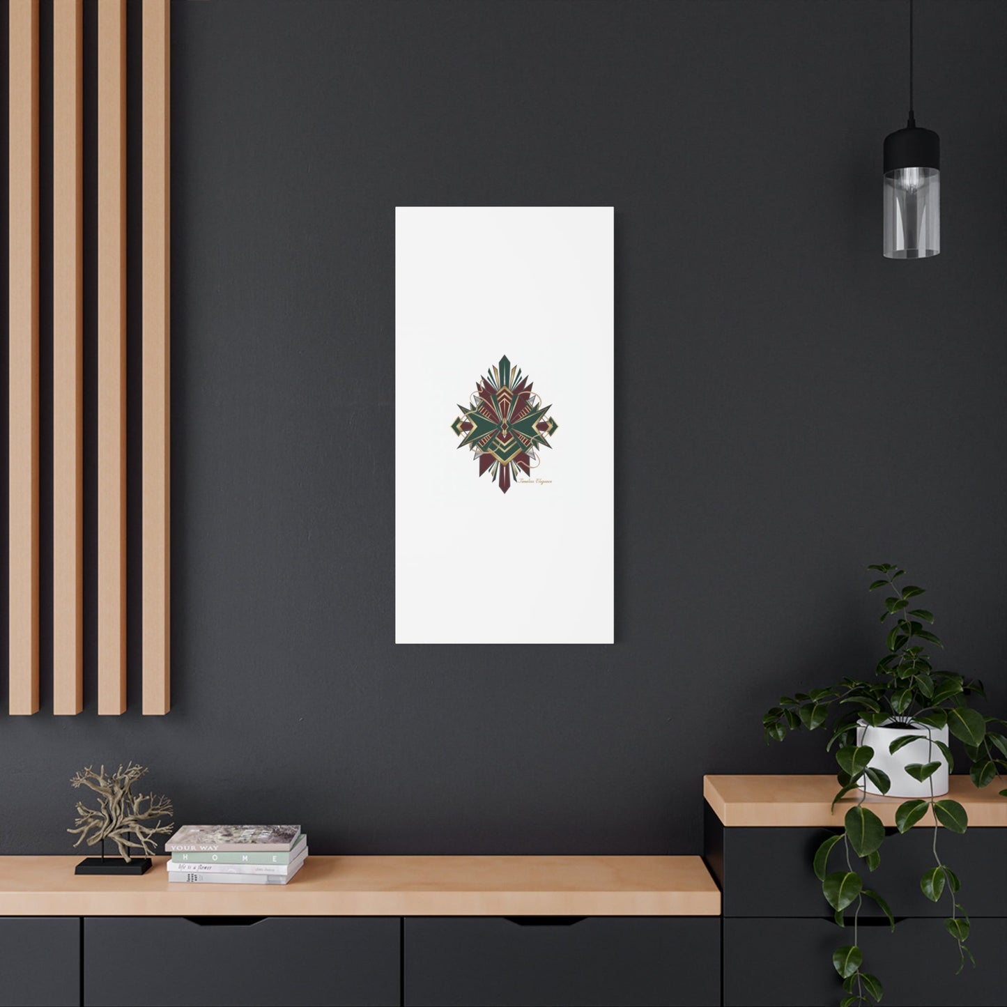 Art Deco geometric brass print Canvas | Neo-Deco chrome & gold fan motif