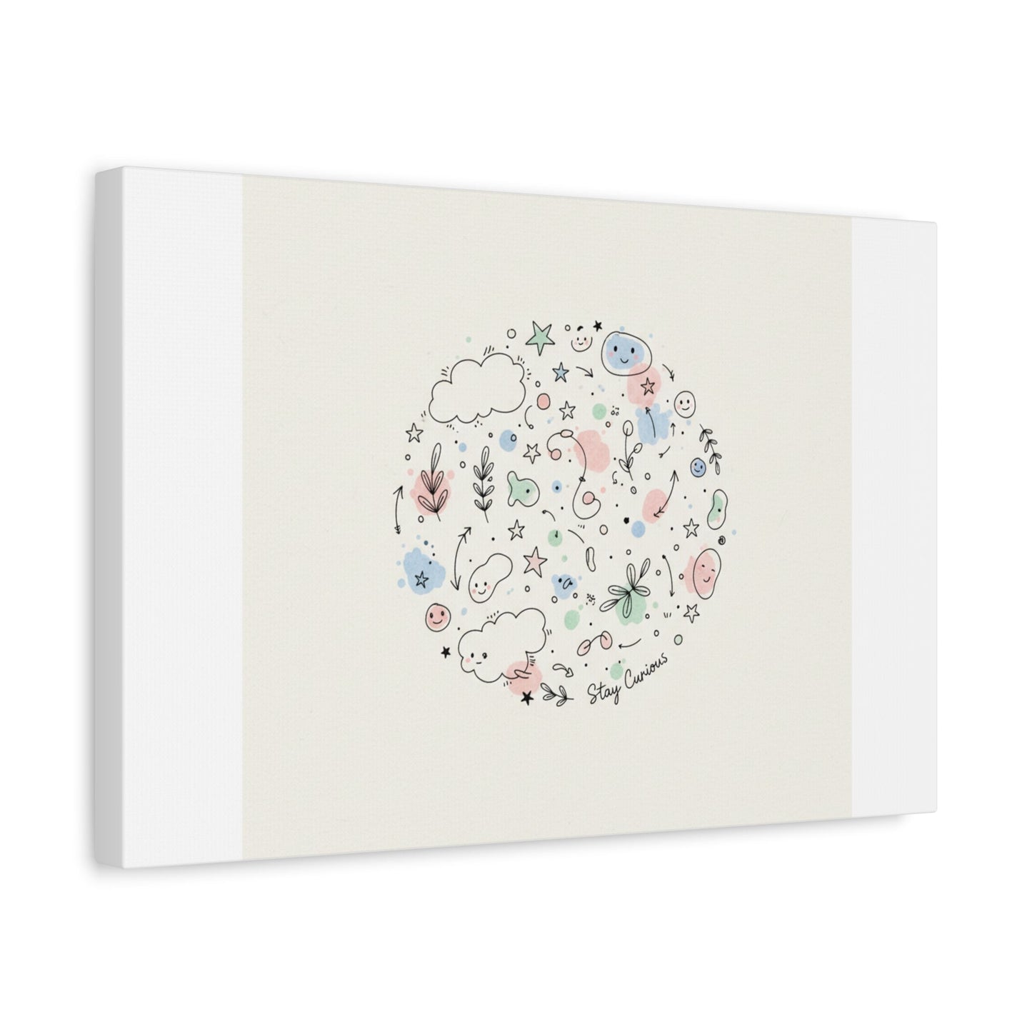 Doodle Circle Line Drawing Matte Canvas, Hand-Drawn Sketch Art