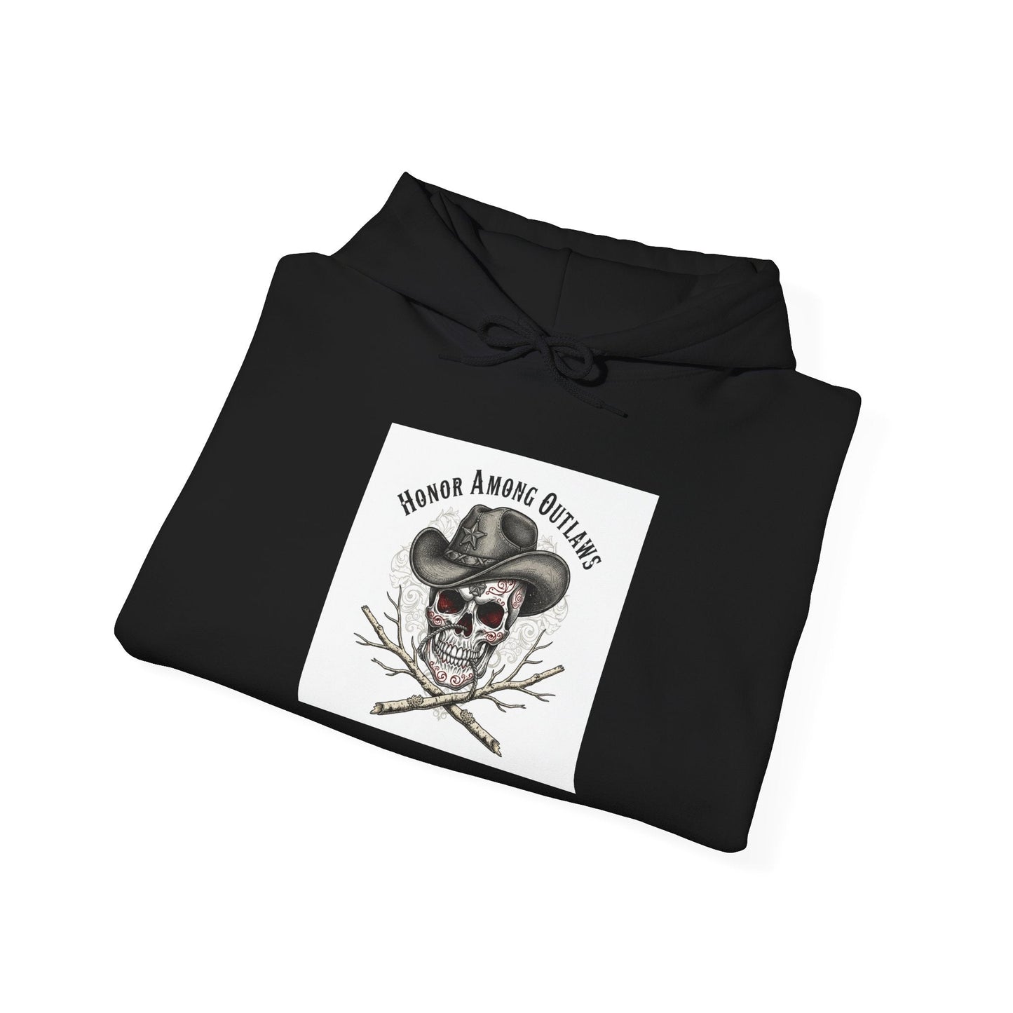 Western Skull Art Hoodie | gothic Americana, desert noir design