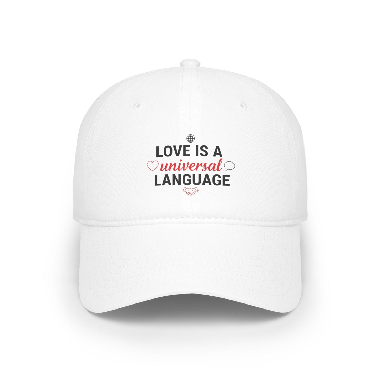 Low Profile Baseball Cap — "Love Is a Universal Language" Embroidered Beige Hat