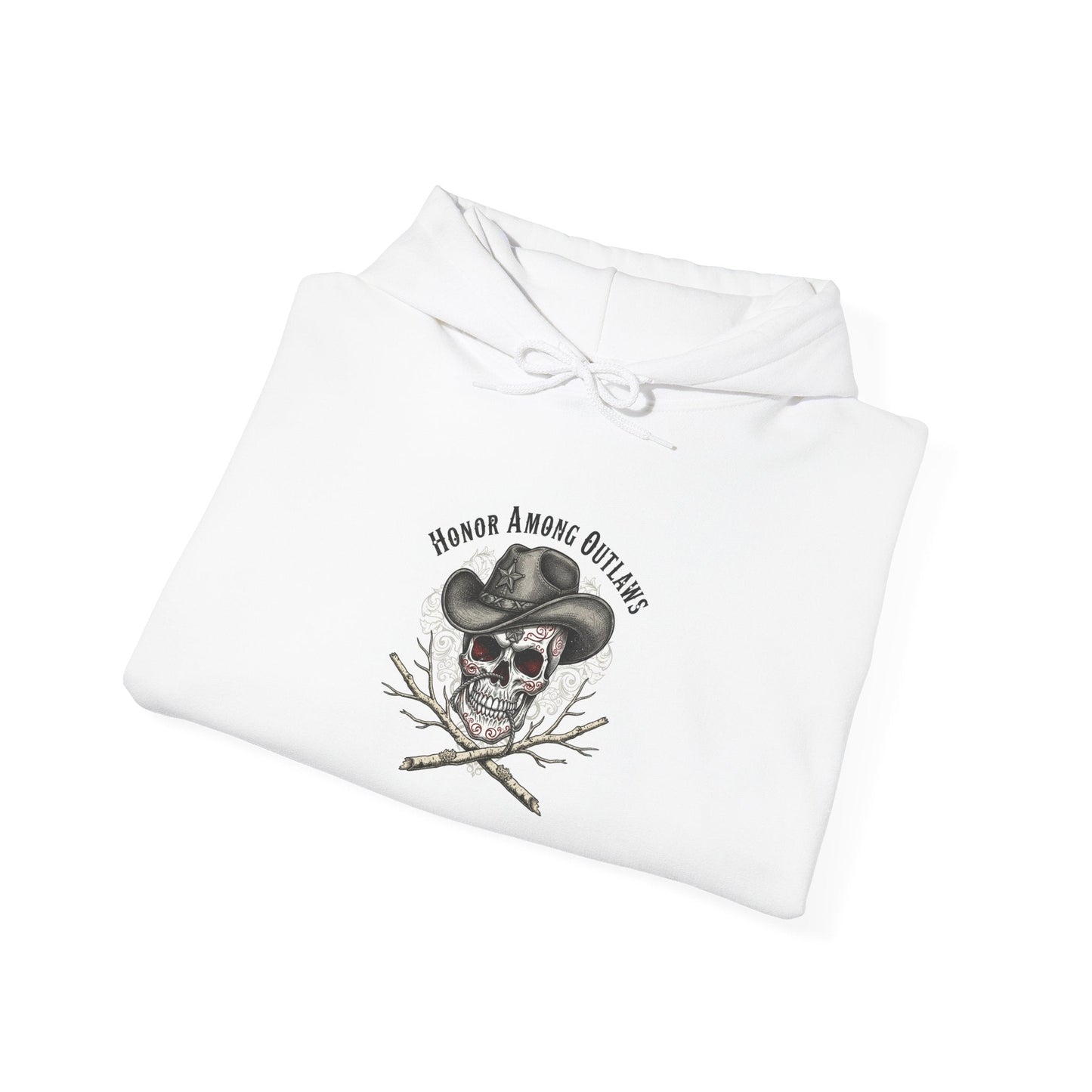 Western Skull Art Hoodie | gothic Americana, desert noir design