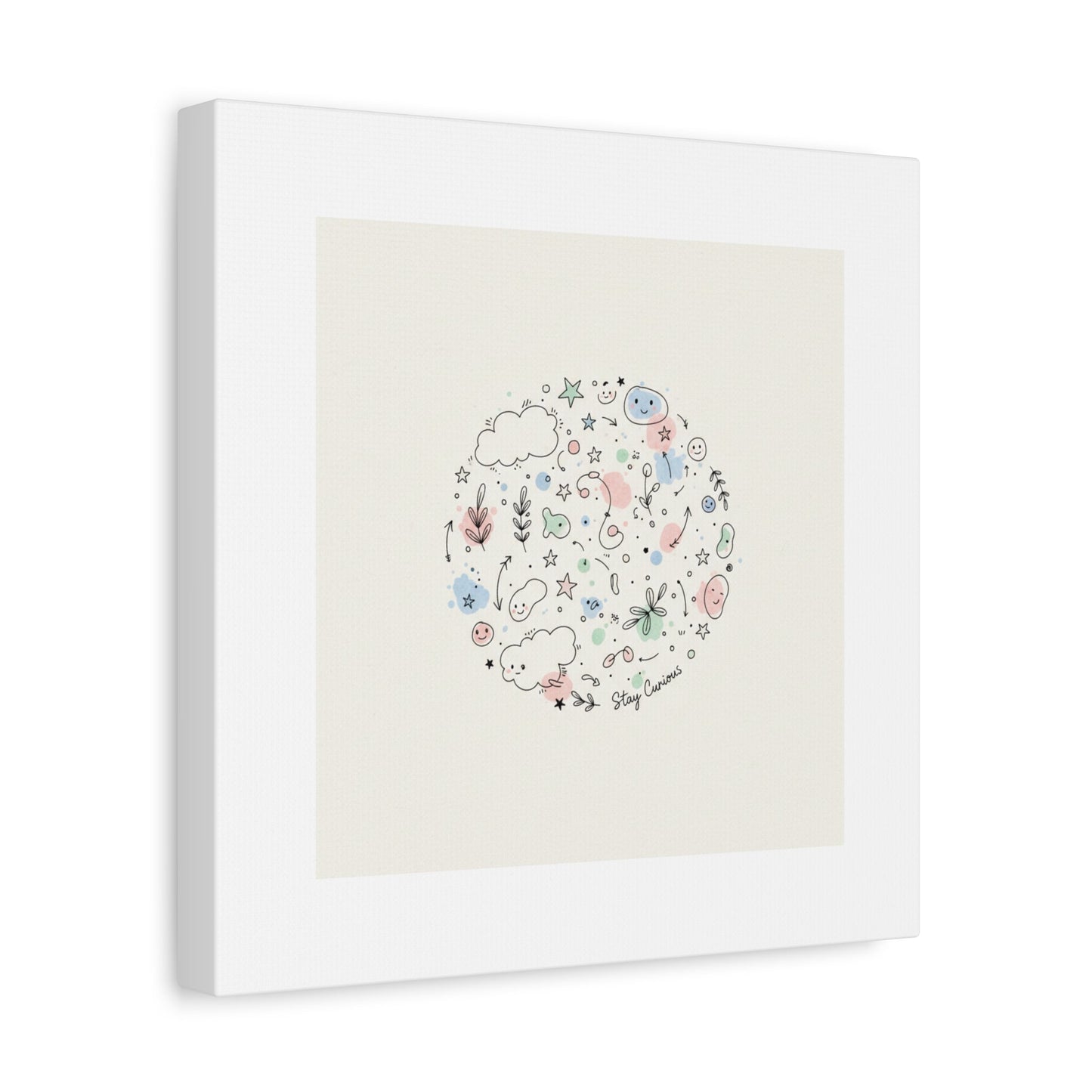 Doodle Circle Line Drawing Matte Canvas, Hand-Drawn Sketch Art