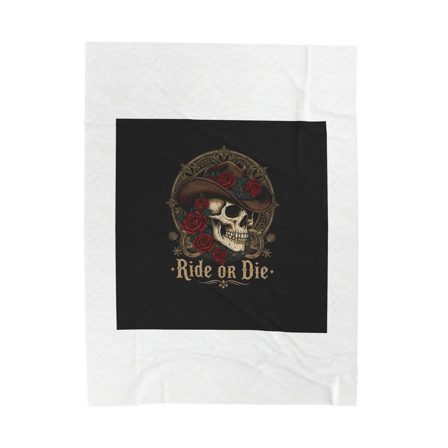 Ride or Die Skull Blanket | Western-Gothic, cowboy skull art, gothic Americana