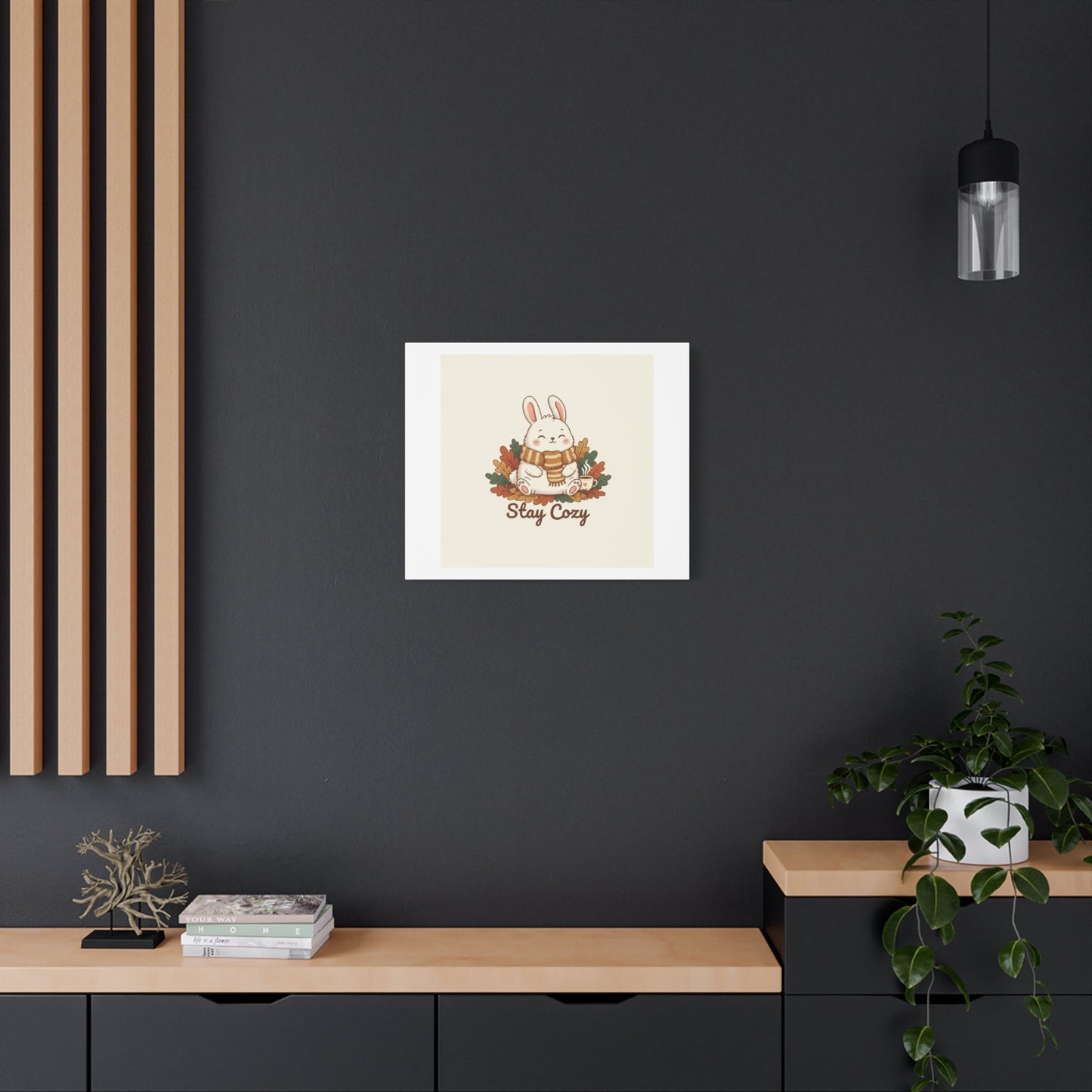 Cozy Bunny Illustration Canvas | Cute Critter Winter Forest Art