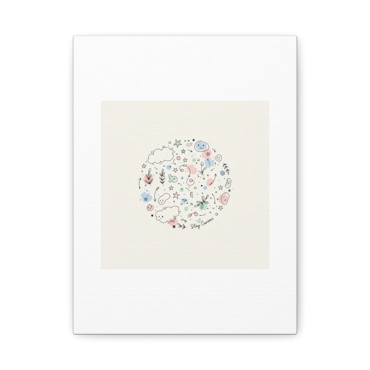Doodle Circle Line Drawing Matte Canvas, Hand-Drawn Sketch Art