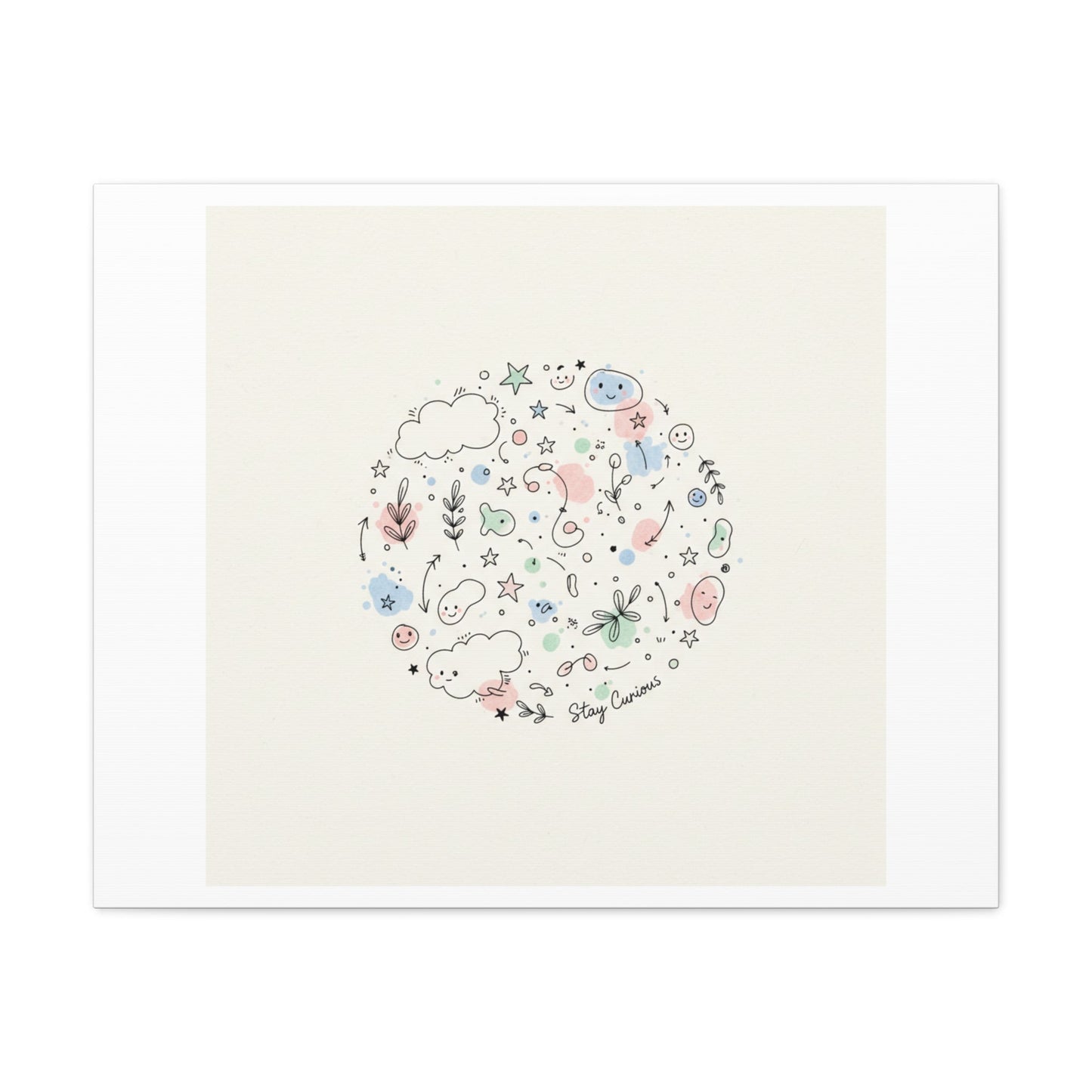 Doodle Circle Line Drawing Matte Canvas, Hand-Drawn Sketch Art