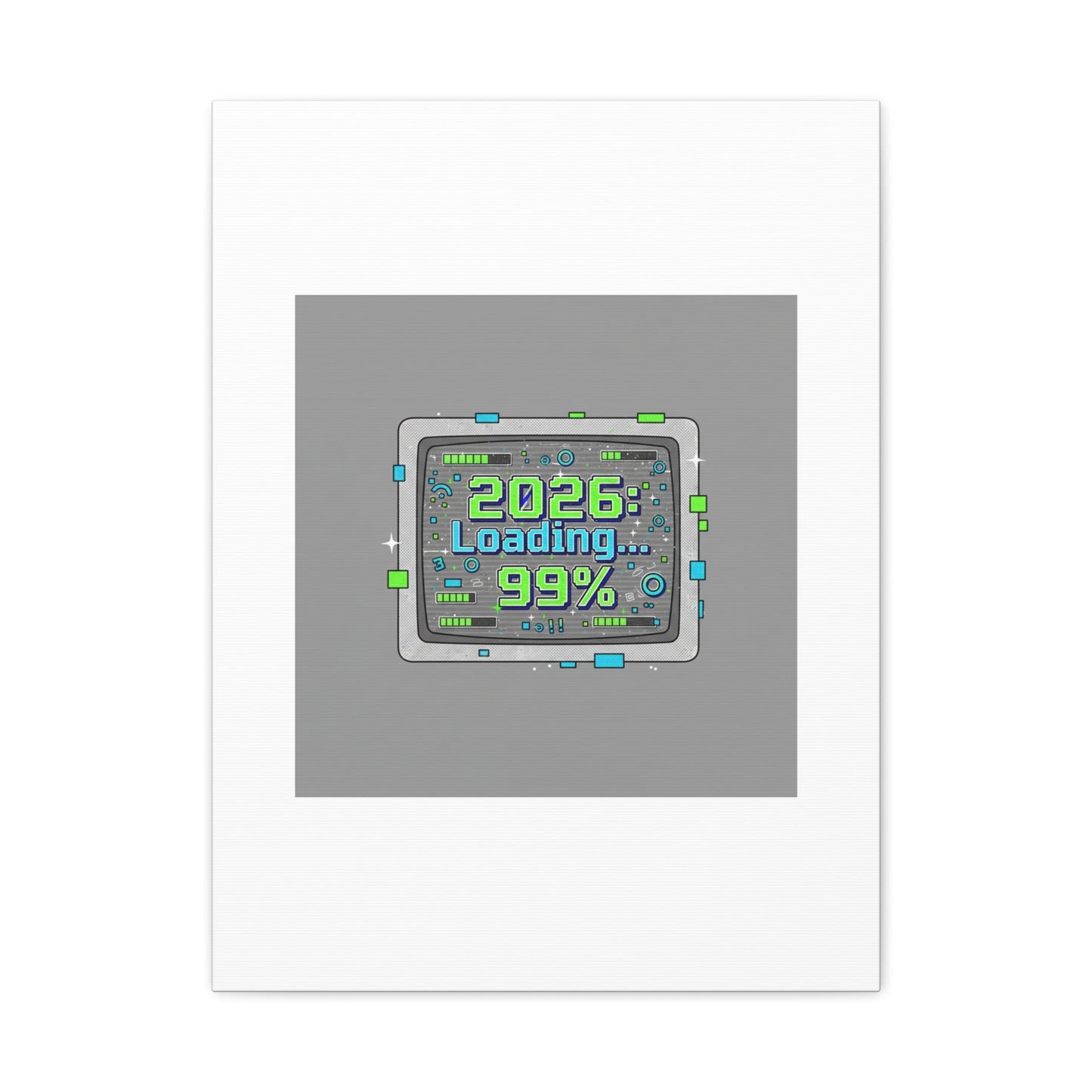 2026 Loading 99% Canvas | NYE countdown, retro system interface