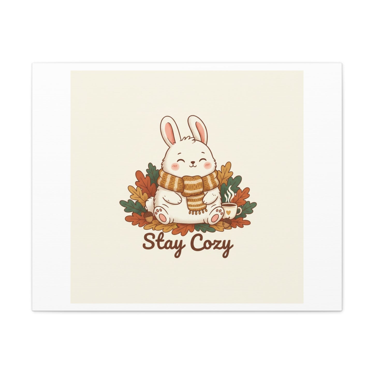 Cozy Bunny Illustration Canvas | Cute Critter Winter Forest Art