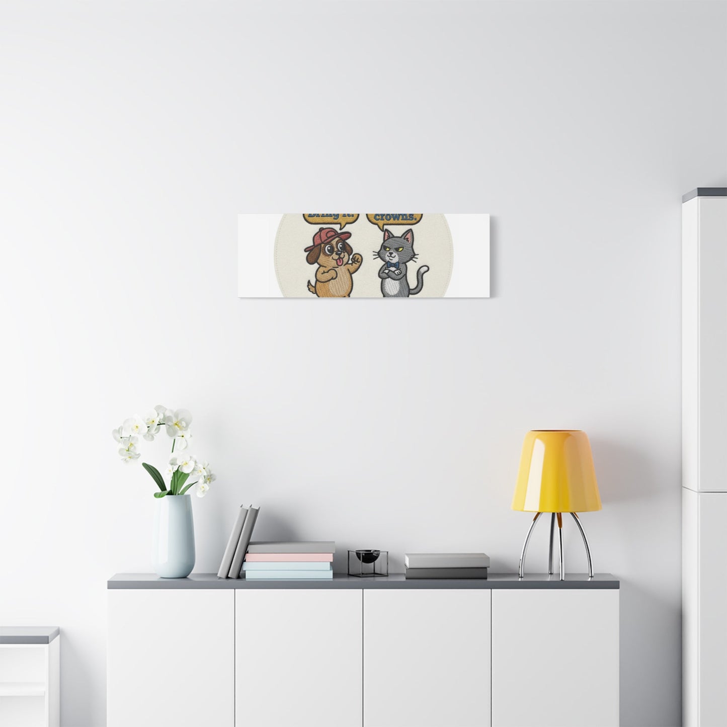 Funny Cat vs Dog Canvas | Pet Rivalry Wall Art