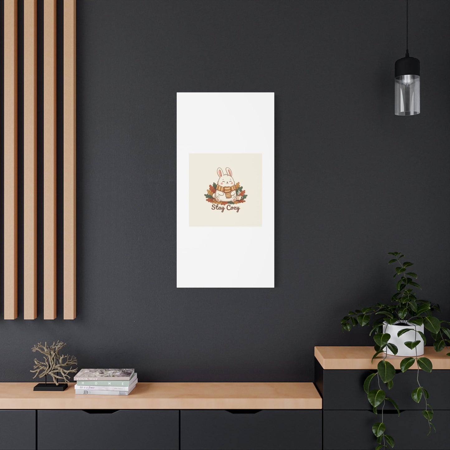 Cozy Bunny Illustration Canvas | Cute Critter Winter Forest Art