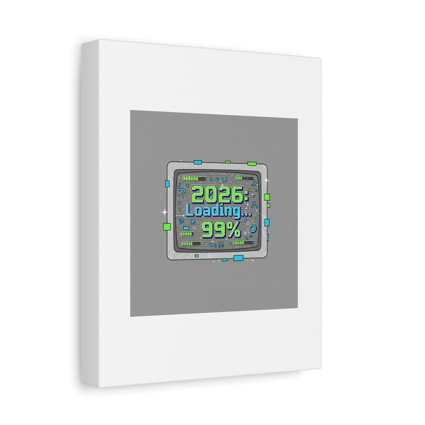 2026 Loading 99% Canvas | NYE countdown, retro system interface