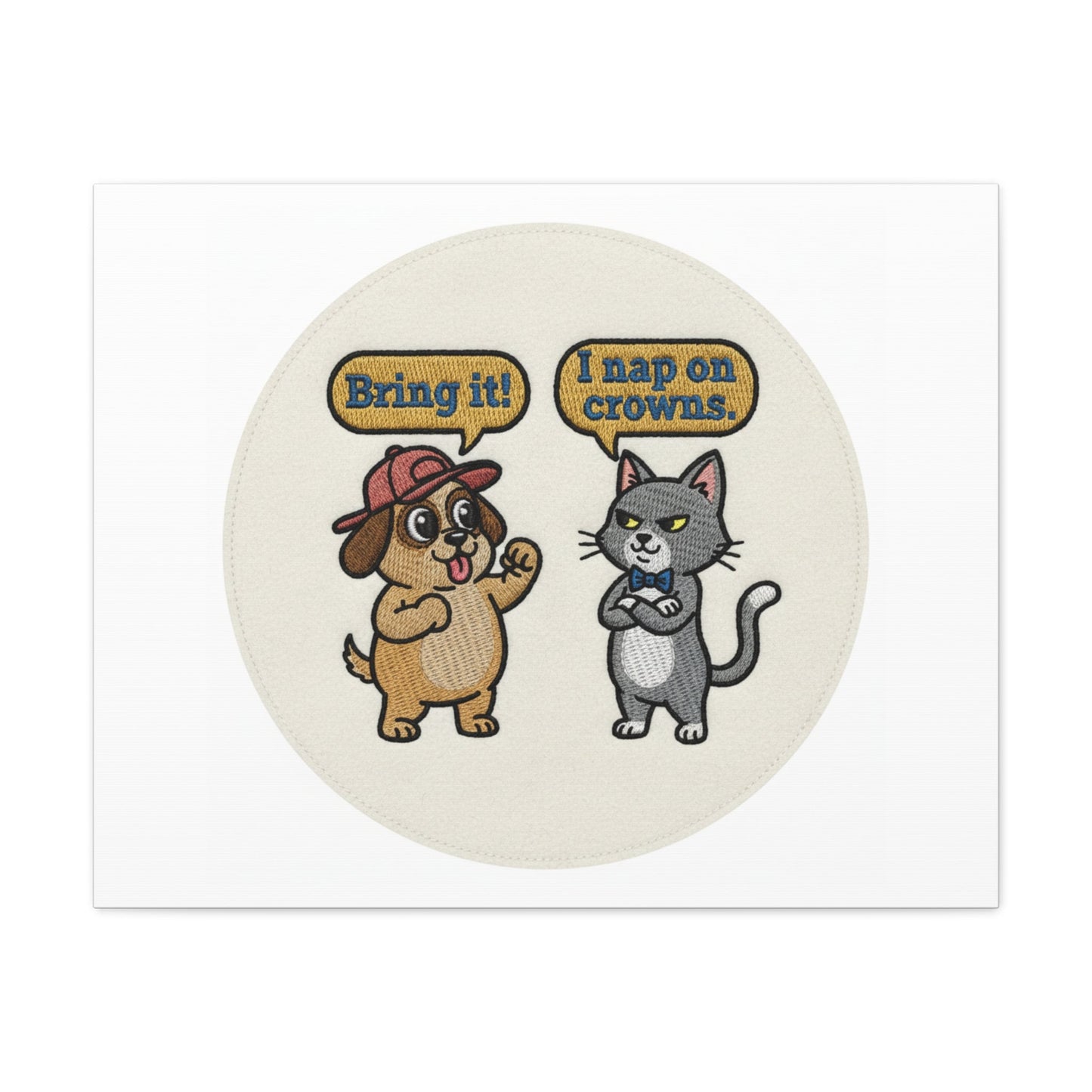 Funny Cat vs Dog Canvas | Pet Rivalry Wall Art