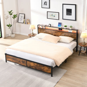 Antique brown + Metal & Wood + Industrial + King