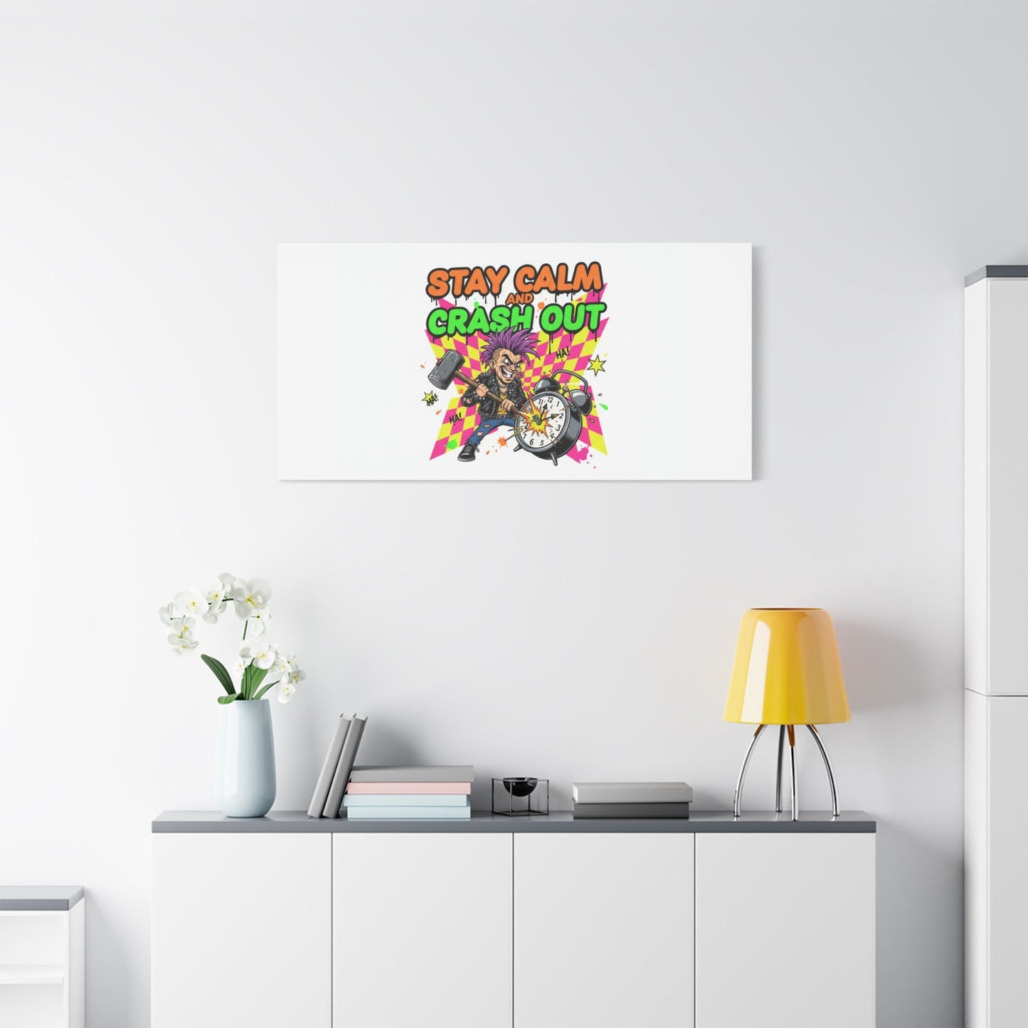 Stay Calm and Crash Out Canvas | neon skate graffiti, meltdown art