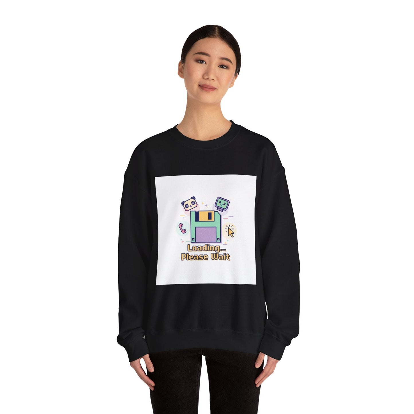 Loading Please Wait Crewneck Sweatshirt | Old Internet Aesthetic, pixel art retro web