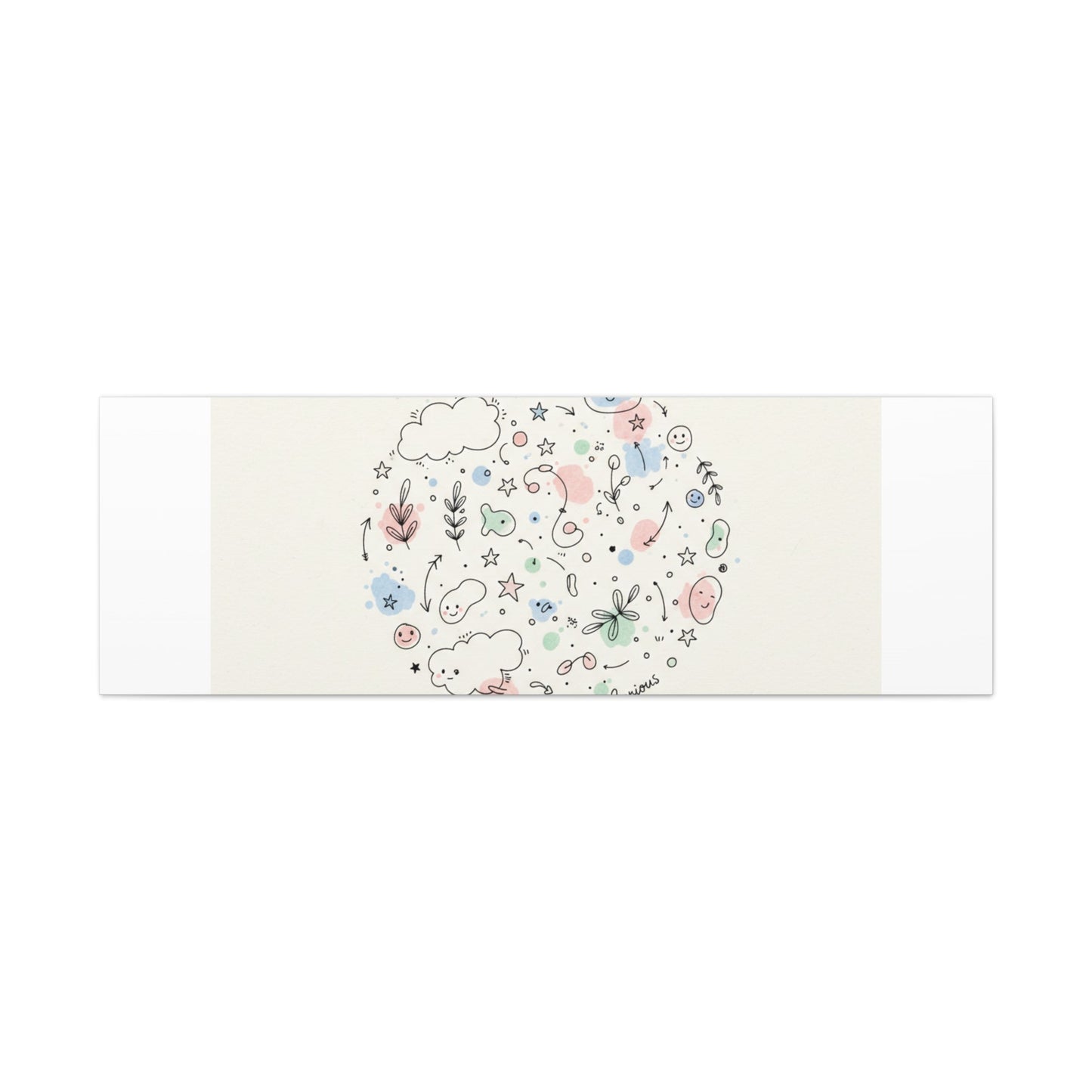 Doodle Circle Line Drawing Matte Canvas, Hand-Drawn Sketch Art