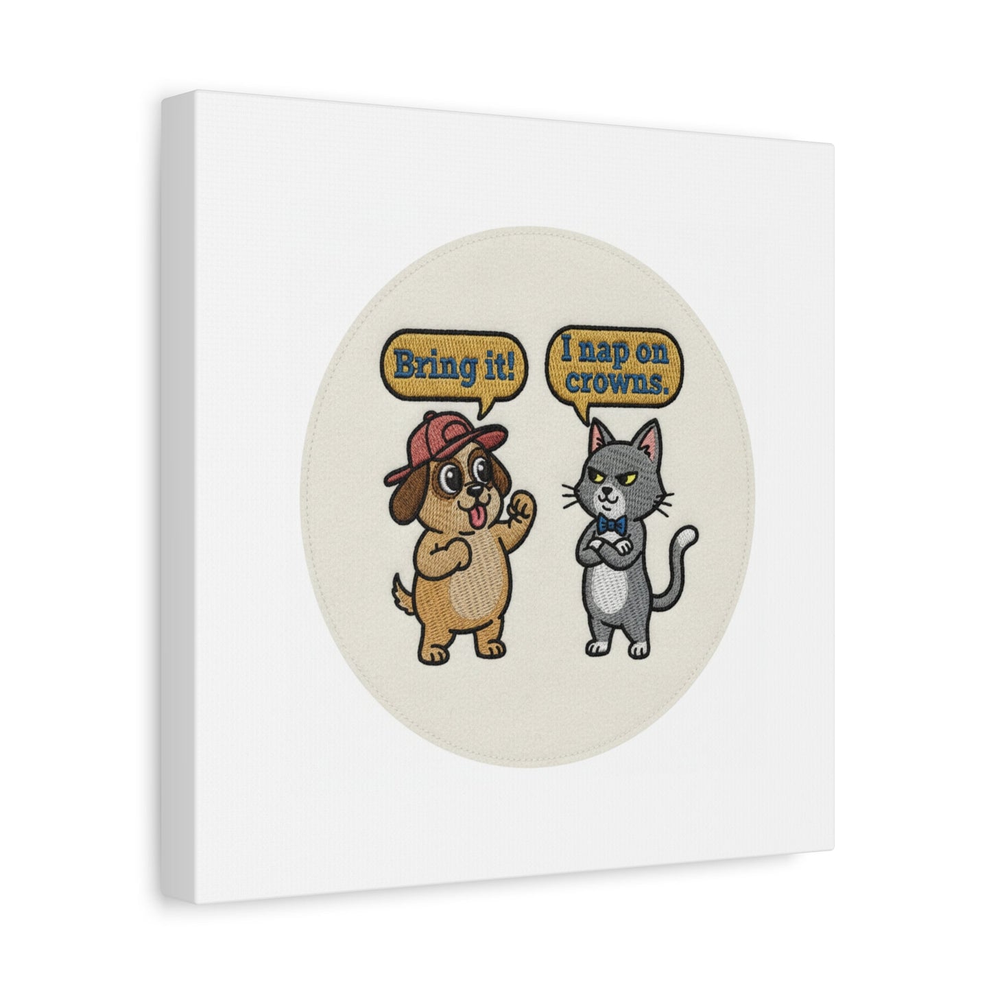 Funny Cat vs Dog Canvas | Pet Rivalry Wall Art