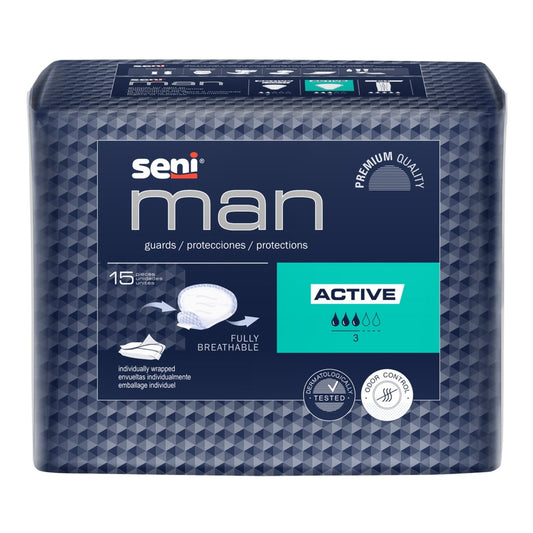 Seni Man Active Bladder Control Pad Moderate Absorbency 8-9/10 X 10-3/5 Inch