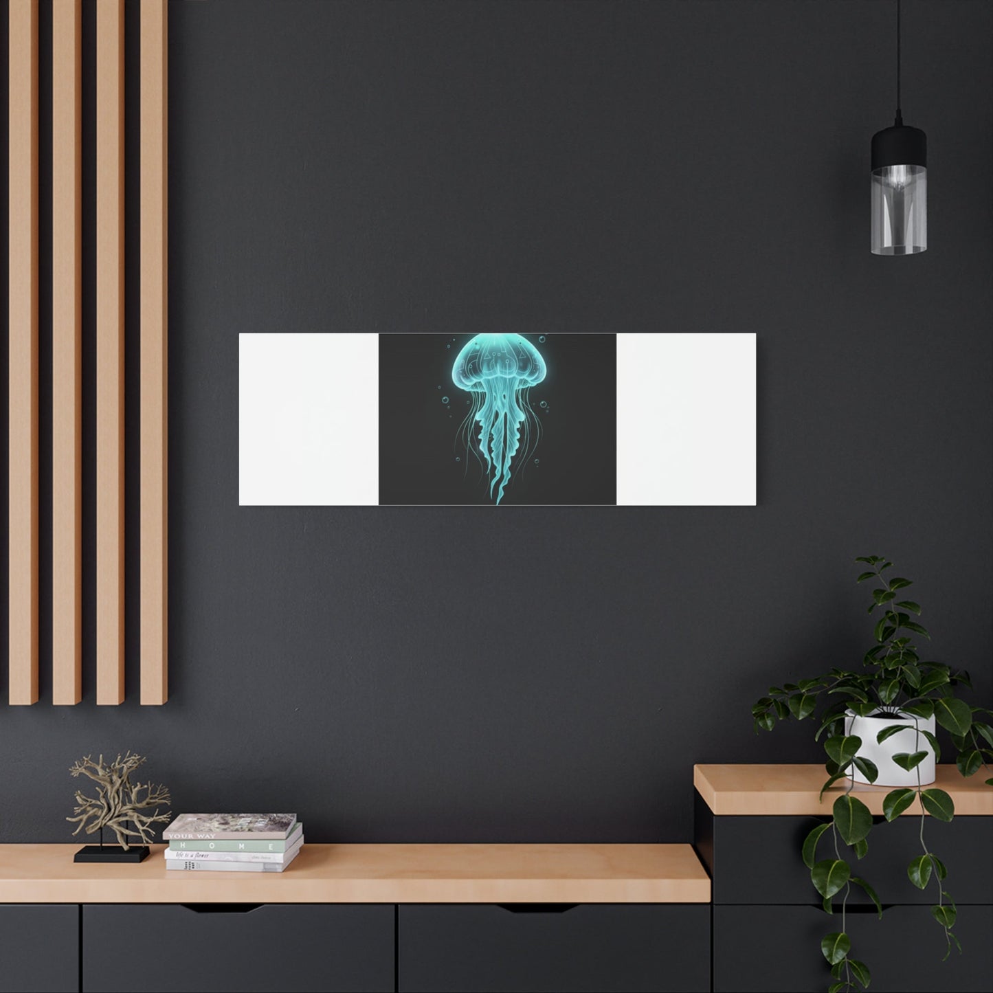 Bioluminescent Jellyfish Art Canvas | Deep Sea Aesthetic, Neon Glow