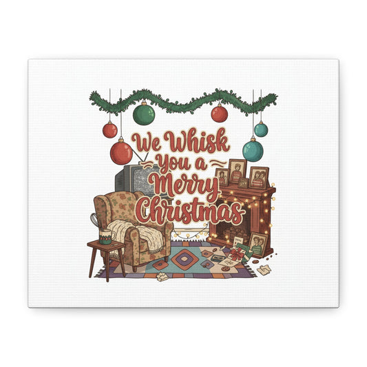 We Whisk You a Merry Christmas Canvas | Retro Christmas Decor, Vintage Holiday Print