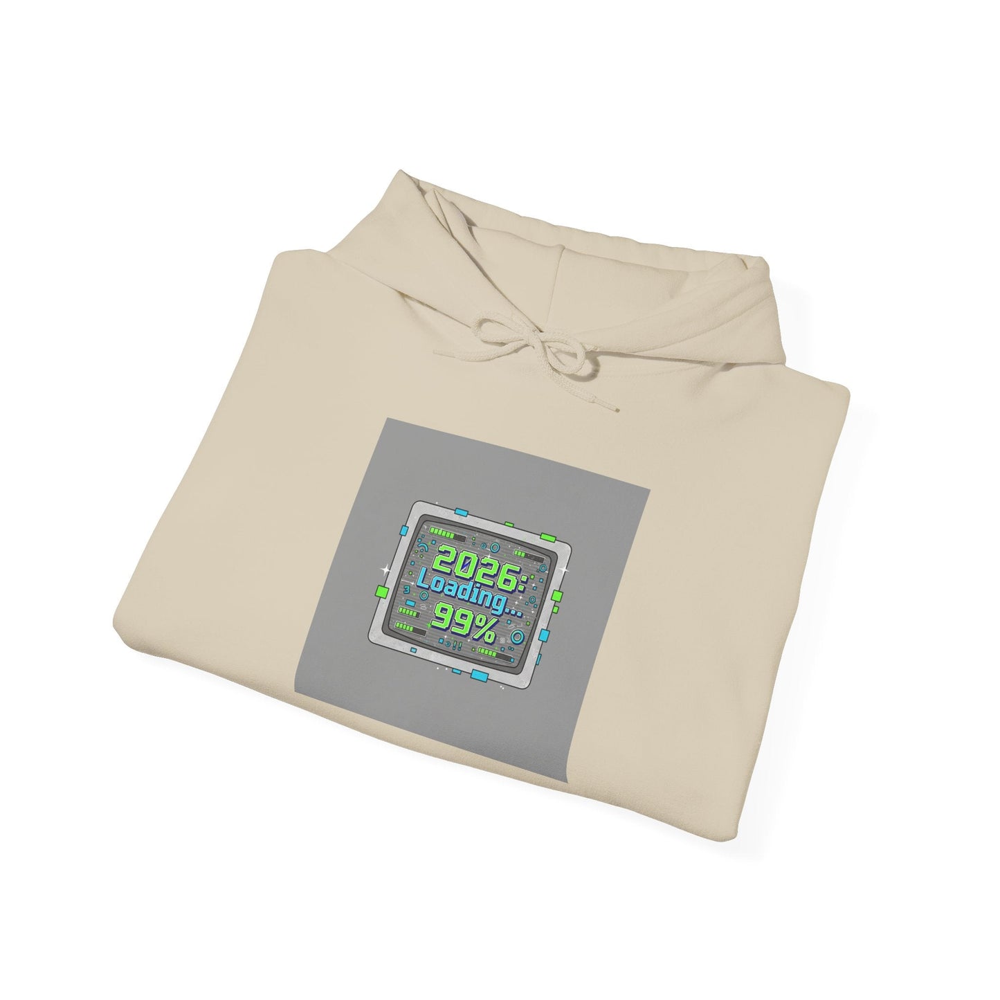 2026 Loading 99% Hoodie | NYE countdown graphic, retro system UI