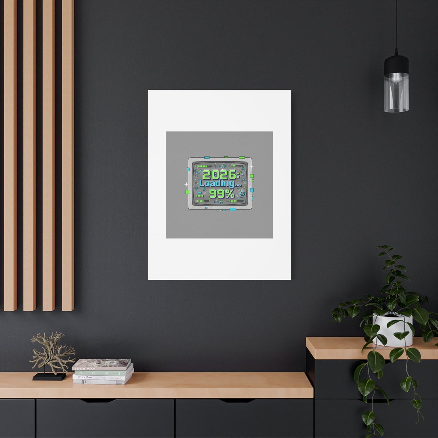 2026 Loading 99% Canvas | NYE countdown, retro system interface
