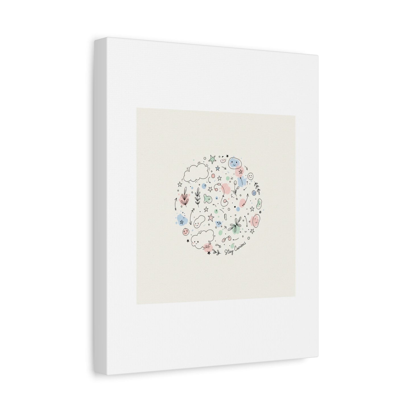 Doodle Circle Line Drawing Matte Canvas, Hand-Drawn Sketch Art